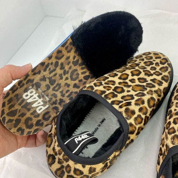 Anthropologie P448 Laby Slippers Brown Animal Print Motif Size 39 or 8.5 - Picture 4 of 11